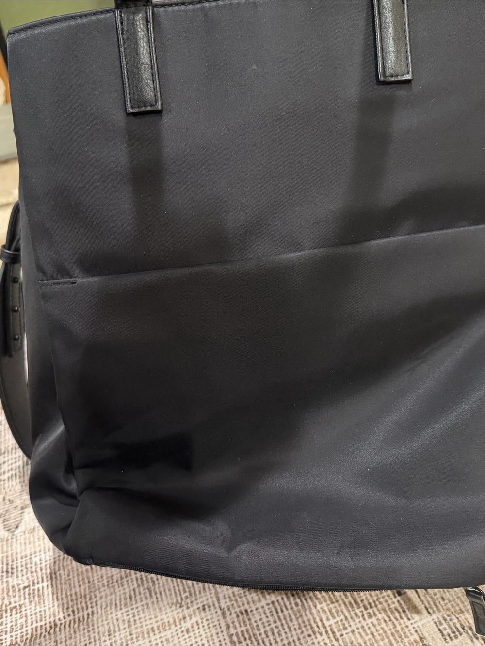 Beis Black Commuter Tote Bag with Leather Top Handles - Picture 3 of 4